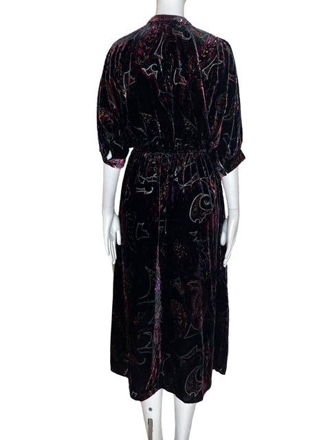 Vestido Rapsodia Terciopelo Estampado Negro - Talla S