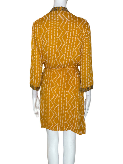 Vestido Rapsodia Estampado Manga larga Amarillo - Talla M