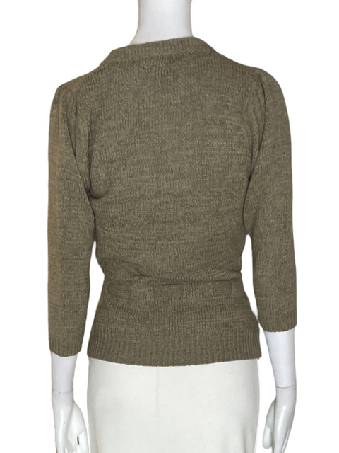 Blusa August Silk de Algodón Cuello v Fajon Marrón - Talla S