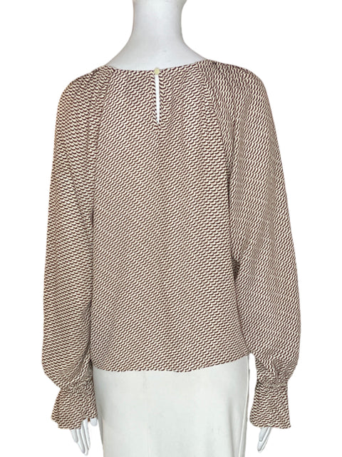 Blusa Worthington Estampado Ruchas Marrón - Talla XS