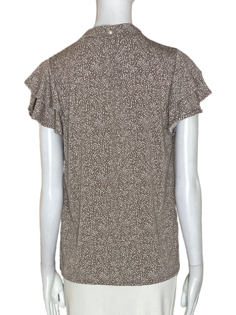 Blusa Adrianna Papell Estampado Ruchas Marrón - Talla S