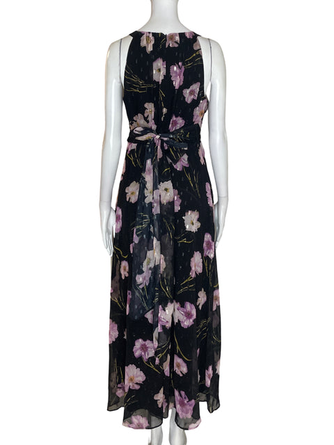 Vestido Adrianna Papell Estampado Maxi Negro - Talla 4