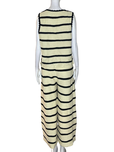 Conjunto Tesoro Tps Rayas Blusa/pantalon Beige - Talla M