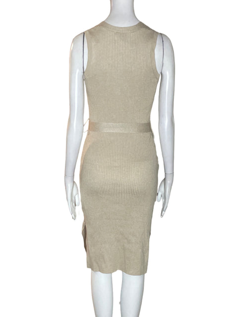 Vestido Pink Rose de Algodón Ajustado Fajon Beige - Talla S
