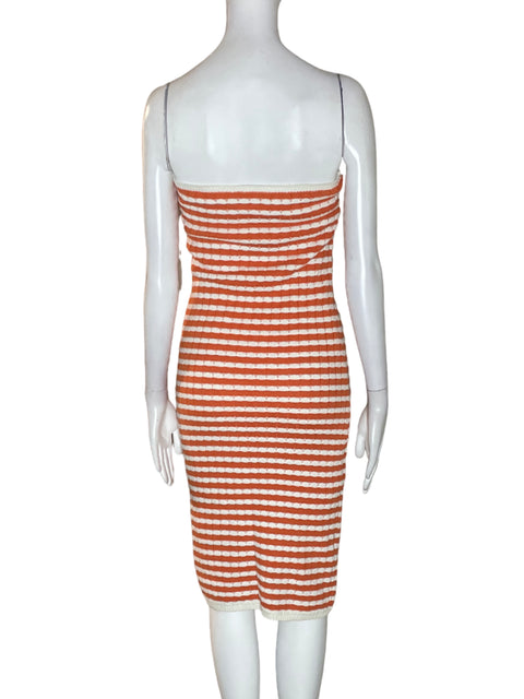 Vestido Wikipedia & Wind Strapless Rayas Naranja - Talla S