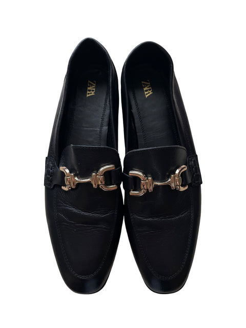 Mocasín Zara Cuero Negro - Talla 38