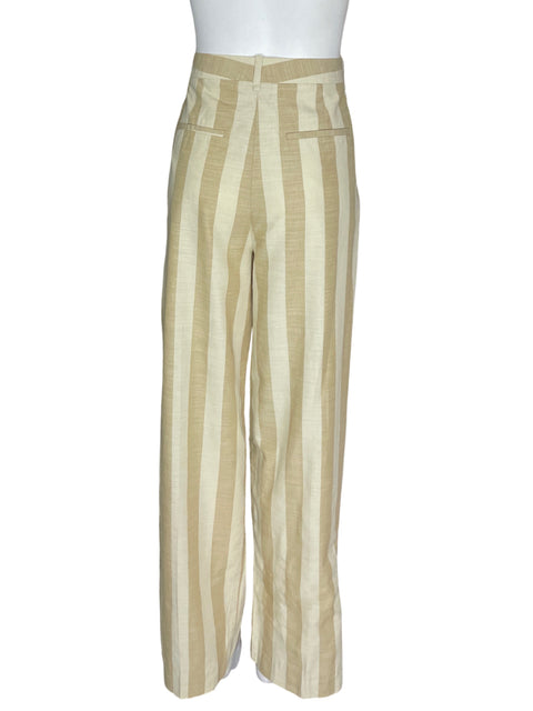 Pantalón Zara Rayas Recto Beige - Talla M