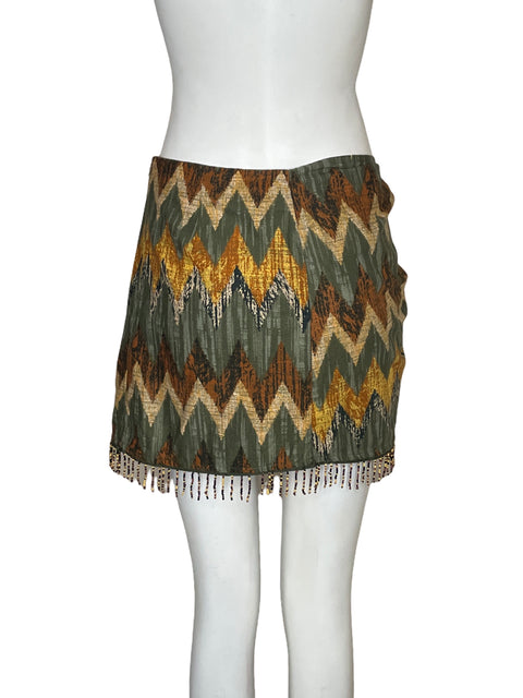 Falda Zara Mini Estampado Verde - Talla S