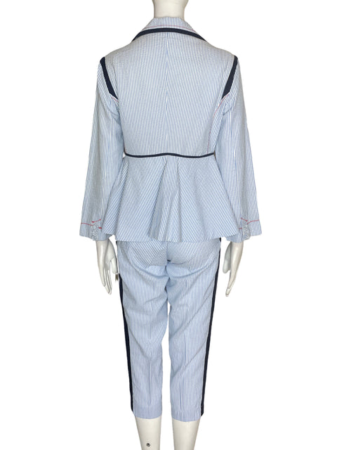 Conjunto Argemiro Sierra Rayas Pantalón/blazer Azul - Talla M