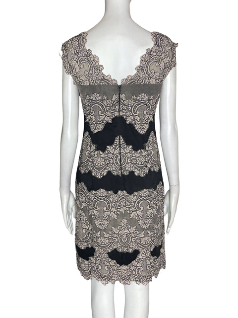Vestido Tahari Encaje Sin mangas Gris - Talla S