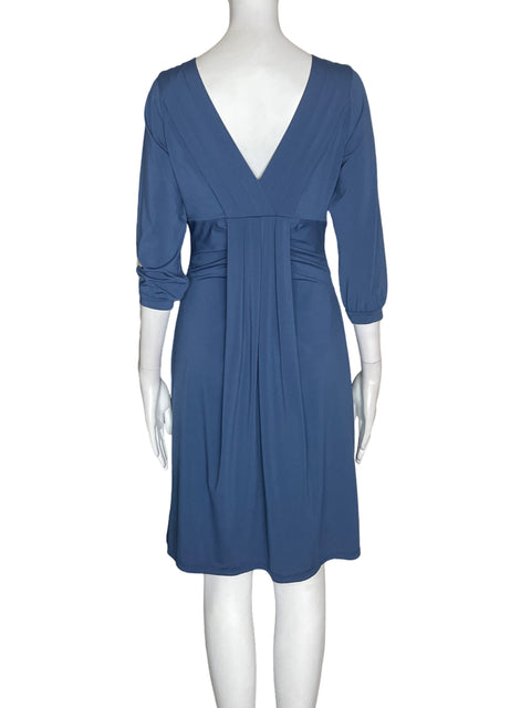 Vestido Bcbg Liso Cuello v Azul - Talla S