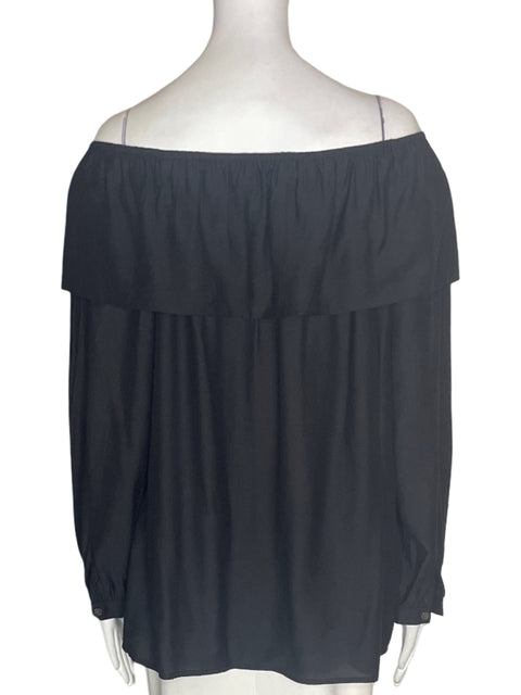 Blusa Amée Out shoulder Ruchas Negro - Talla M
