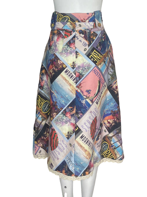 Falda Zimmermann de Lino Estampado Maxi Azul - Talla 4