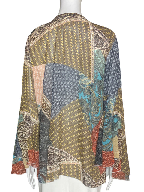 Blusa My Story Paris Estampado Manga larga Marrón - Talla L