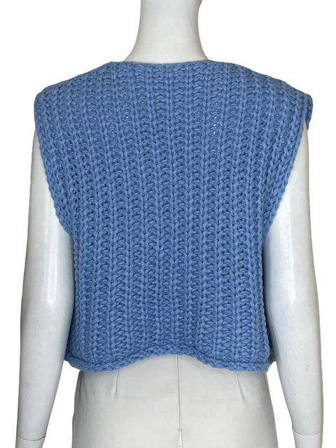 Chaleco Tesoro Tps Punto Cropped Azul - Talla S