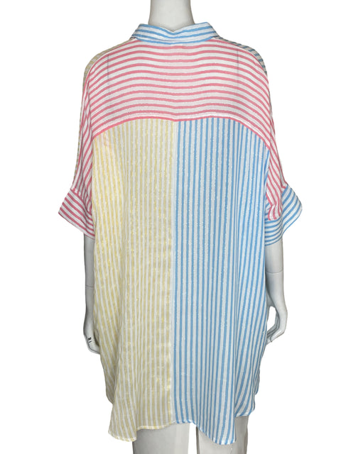 Camisa Surf Gypsy de Viscosa Rayas Oversize Azul - Talla S