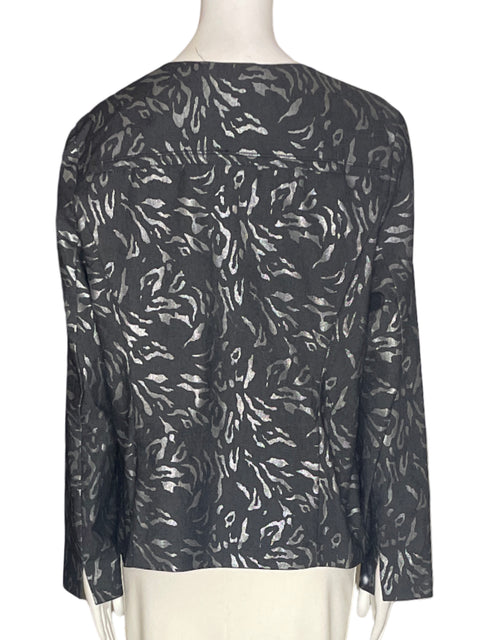 Chaqueta Dana Buchman Estampado Zipper Gris - Talla 14
