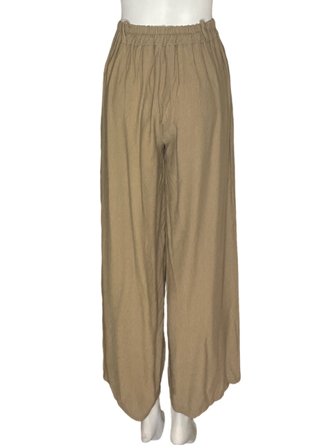 Pantalón Made In Italy Recto Palazo Beige - Talla S