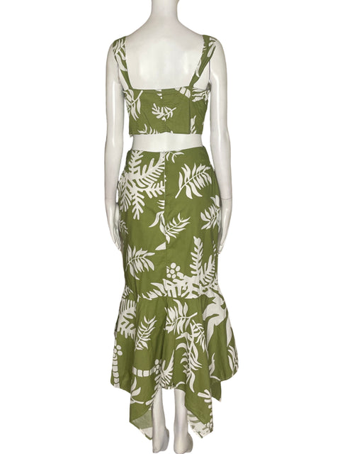 Conjunto Ticket Estampado Blusa/falda Verde - Talla S