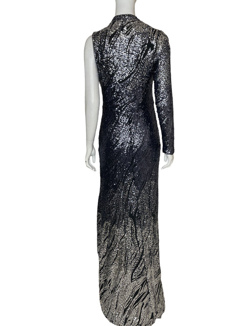 Vestido De Fiesta Betsy & Adam Off-shoulder Lentejuelas Gris - Talla 14