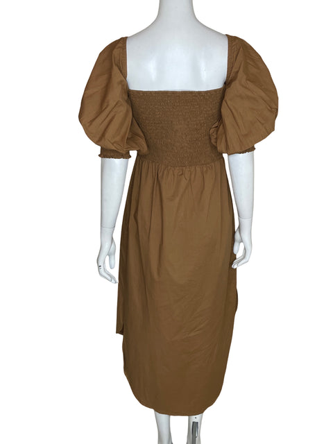 Vestido Adriana O. Tavera Mangas abullonadas Marrón - Talla M