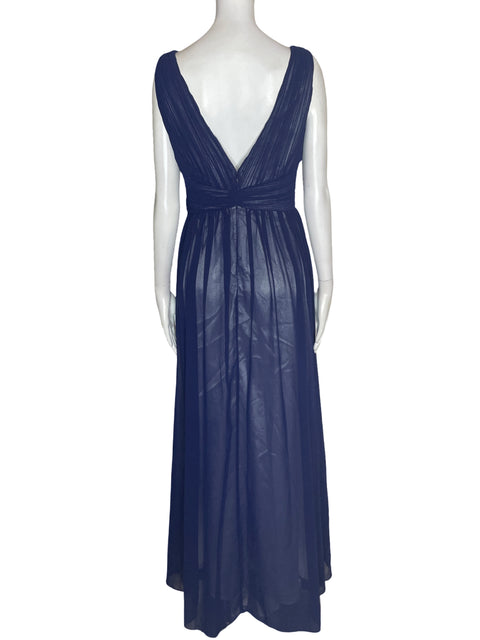 Vestido De Fiesta Ever Pretty Liso Plisado Azul - Talla S
