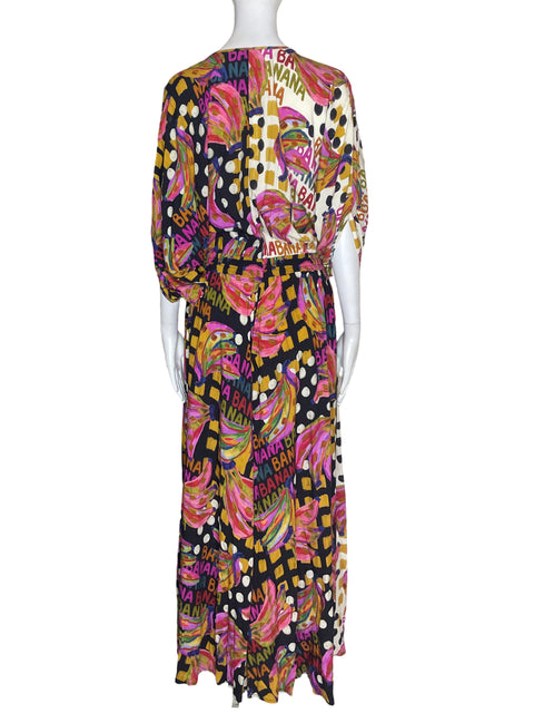 Vestido Tesoro Tps Estampado Cuello v Rosado - Talla L