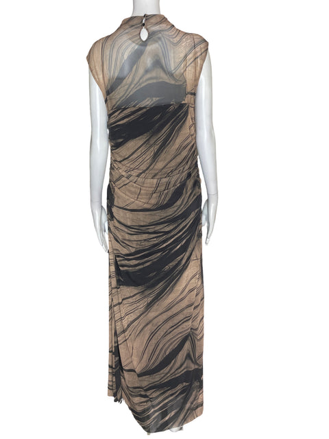Vestido Zara Ajustado Maxi Marrón - Talla XL