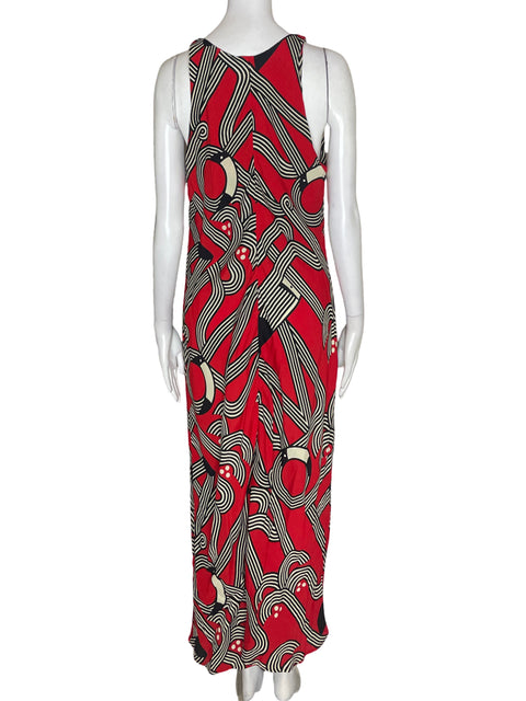 Vestido Farm de Viscosa Estampado Maxi Rojo - Talla XL