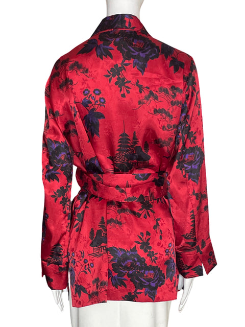 Blusa Zara Estampado Cuello v Rojo - Talla XL