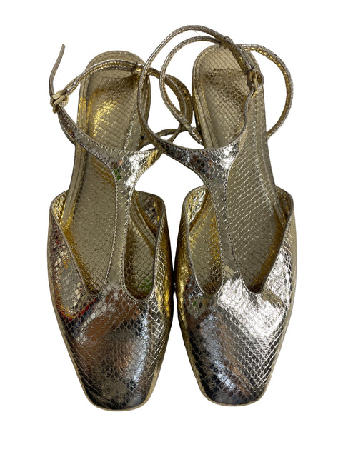 Zapato Zara Punta cerrada Tiras Dorado - Talla 41