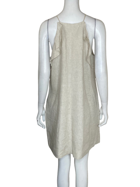 Vestido Mango de Lino Halter Vuelos Beige - Talla L