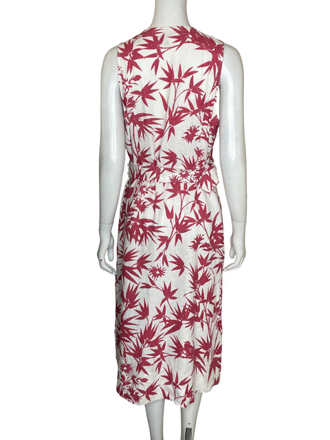 Vestido Ralph Lauren de Lino Cuello v Estampado Rojo - Talla 10