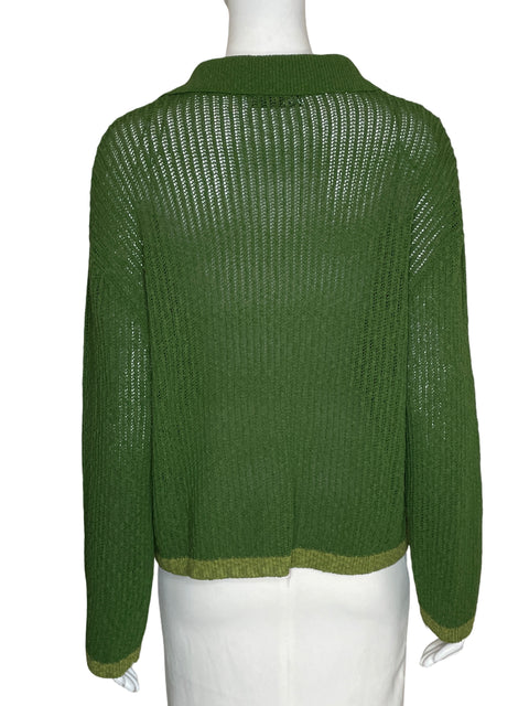 Blusa Zara de Algodón Cuello v Tejido Verde - Talla M