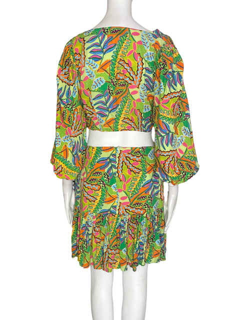 Conjunto Diana Arcilla Abullonado Falda/blusa Verde - Talla S