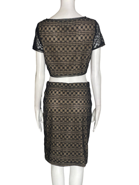 Conjunto Bcbg Falda/blusa Tejido Negro - Talla S
