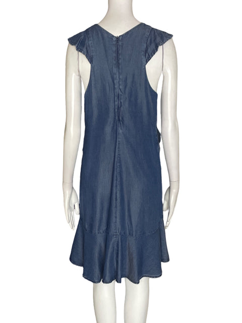 Vestido Renato Lozano Ruchas Liso Azul - Talla S