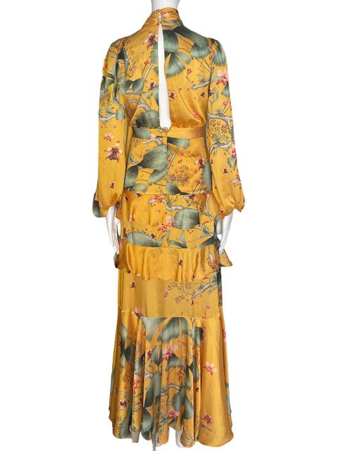 Vestido Johana Ortiz & H&m Estampado Ruchas Amarillo - Talla 0
