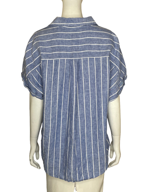 Camisa Banana Republic de Lino Estampado Rayas Azul - Talla L