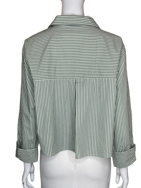 Camisa Zara de Algodón Cropped Rayas Verde - Talla XL