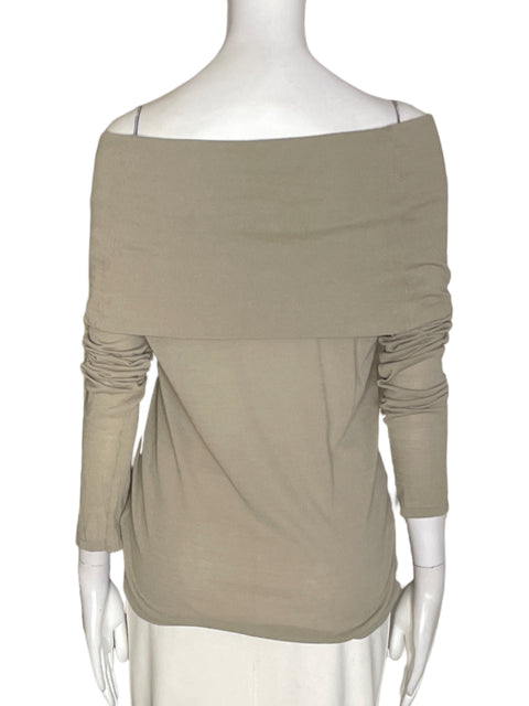 Blusa Massimo Dutti de Algodón Manga larga Out shoulders Beige - Talla 8