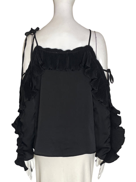 Blusa Lulumari Tiras Plisado Negro - Talla M