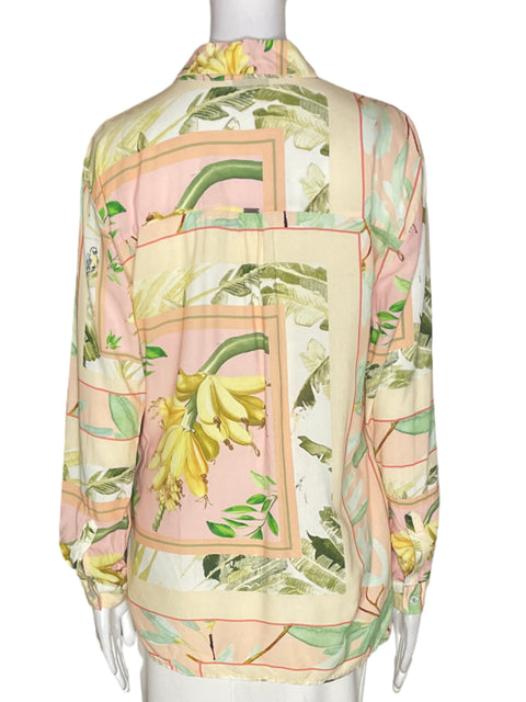 Blusa Esprit Estampado Manga larga Beige - Talla M