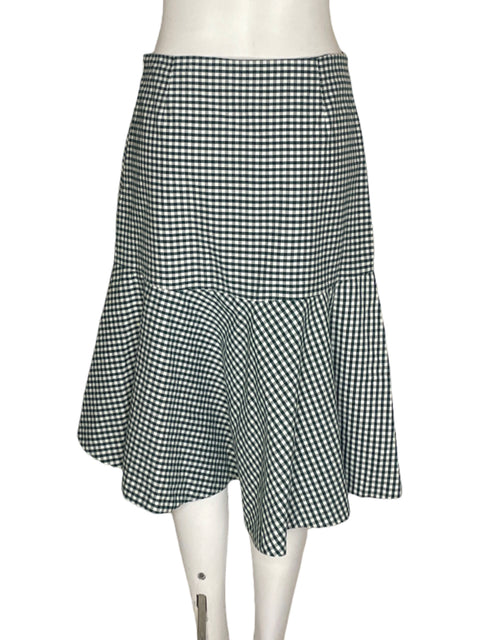 Falda Zara Cuadros Ruchas Verde - Talla M