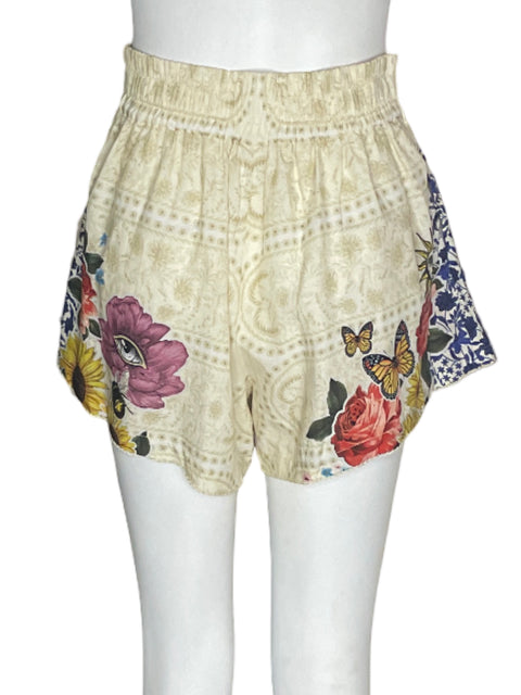 Short Agua Bendita de Algodón Estampado Mini Beige - Talla S