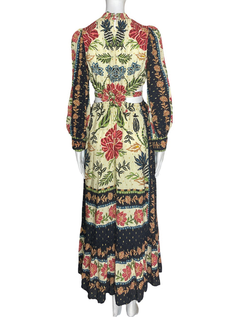 Vestido Farm de Algodón Estampado Cut-out Azul - Talla S