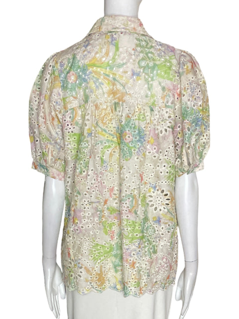 Blusa Umgee Estampado Abullonado Beige - Talla S