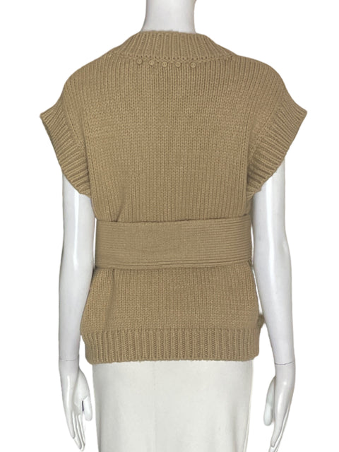 Chaqueta Zara de Algodón Tejido Sin mangas Beige - Talla S