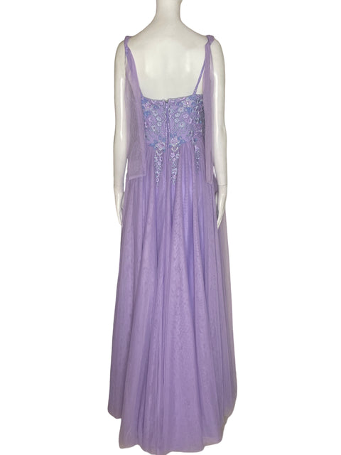 Vestido De Fiesta City Vibe Tiras Corte a Morado - Talla 8