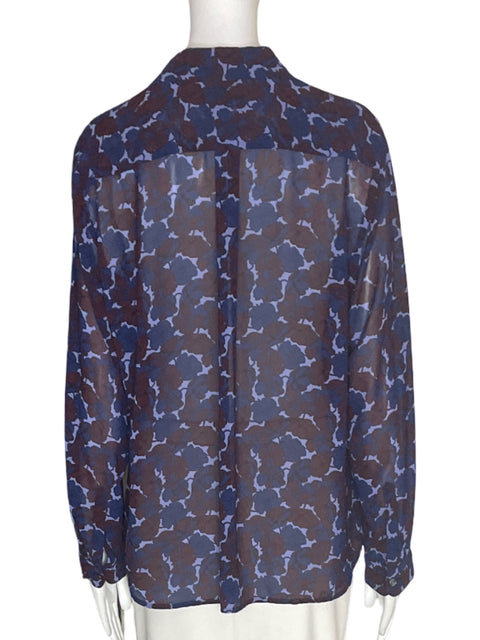 Camisa Ann Taylor Estampado Transparente Azul - Talla L